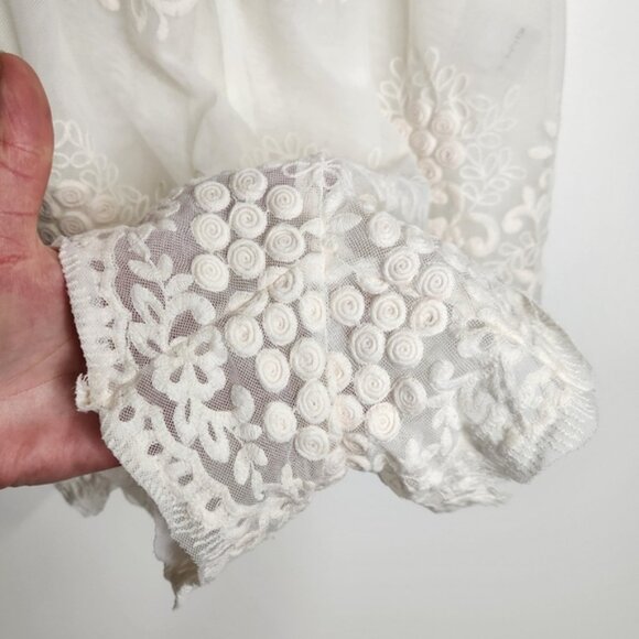 BHLDN Yoanna Baraschi Sunita White Boho Lace Bridal Short Romper Size M - Picture 6 of 16